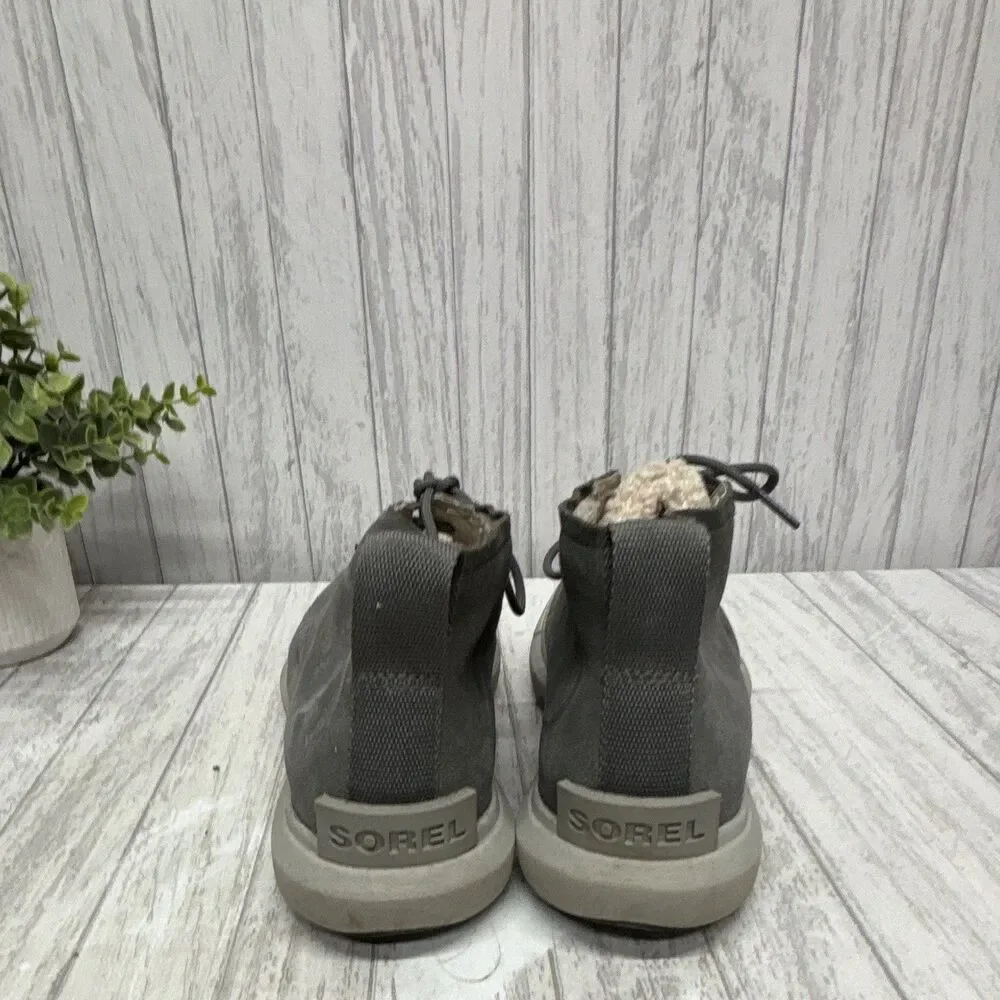Womens Size 8 SOREL Gray Waterproof Lace-Up Faux Fur Lined Bootie EU39 UK6